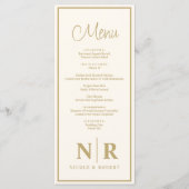 Bruiloft monogram receptie of Verloving diner Menu (Voorkant)