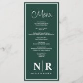 Bruiloft monogram receptie of Verloving diner Menu (Voorkant)