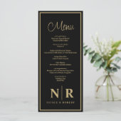 Bruiloft monogram receptie of Verloving diner Menu (Staand voorkant)