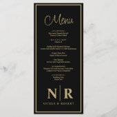 Bruiloft monogram receptie of Verloving diner Menu (Voorkant)