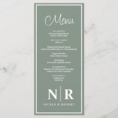 Bruiloft monogram receptie of Verloving diner Menu (Voorkant)