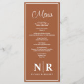 Bruiloft monogram receptie of Verloving diner Menu (Voorkant)