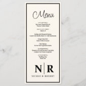 Bruiloft monogram receptie of Verloving diner Menu (Voorkant)