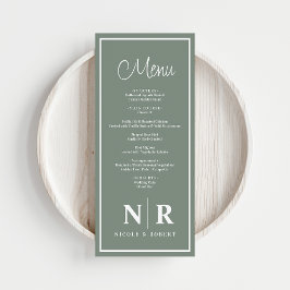 Bruiloft monogram receptie of Verloving diner Menu