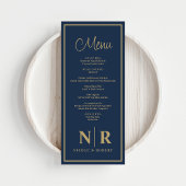 Bruiloft monogram receptie of Verloving diner Menu