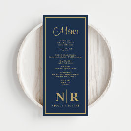 Bruiloft monogram receptie of Verloving diner Menu