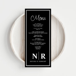 Bruiloft monogram receptie of Verloving diner Menu
