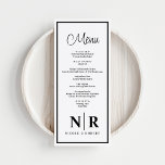 Bruiloft monogram receptie of Verloving diner Menu<br><div class="desc">Introductie van onze witte en zwarte bruiloft Monogram Receptie of Verloving Dinner Menus, de belichaming van tijdloze elegantie en gepersonaliseerde verfijning voor uw speciale gelegenheid. Deze menu's zijn gemaakt met nauwgezette aandacht voor detail en voegen een vleugje verfijning toe aan elke huwelijksreceptie, repetititiediner of verlovingsfeest. De klassieke combinatie van wit...</div>