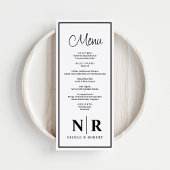 Bruiloft monogram receptie of Verloving diner Menu