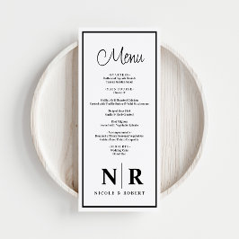 Bruiloft monogram receptie of Verloving diner Menu