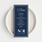 Bruiloft monogram receptie of Verloving diner Menu