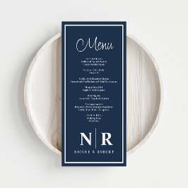 Bruiloft monogram receptie of Verloving diner Menu