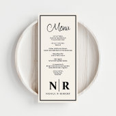 Bruiloft monogram receptie of Verloving diner Menu