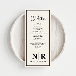 Bruiloft monogram receptie of Verloving diner Menu