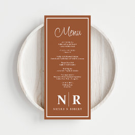 Bruiloft monogram receptie of Verloving diner Menu