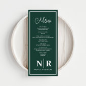 Bruiloft monogram receptie of Verloving diner Menu