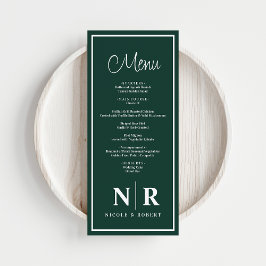 Bruiloft monogram receptie of Verloving diner Menu