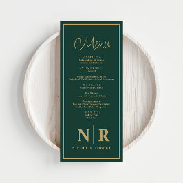Bruiloft monogram receptie of Verloving diner Menu
