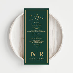Bruiloft monogram receptie of Verloving diner Menu