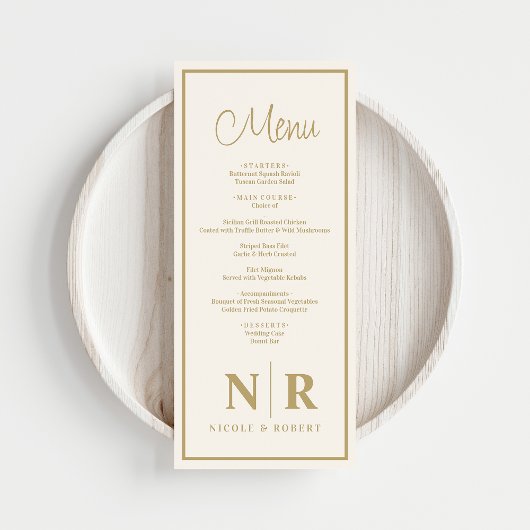 Bruiloft monogram receptie of Verloving diner Menu