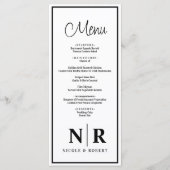Bruiloft monogram receptie of Verloving diner Menu (Voorkant)