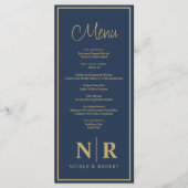 Bruiloft monogram receptie of Verloving diner Menu (Voorkant)