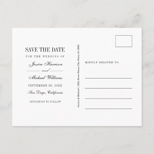 Bruiloft Monogram Roos krans opslaan van de datum Uitnodiging Briefkaart (Achterkant)