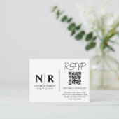 Bruiloft Monogram RSVP QR Code Foto Elegant Informatiekaartje (Staand voorkant)