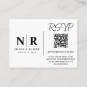 Bruiloft Monogram RSVP QR Code Foto Elegant Informatiekaartje (Voorkant)