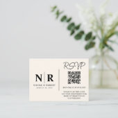 Bruiloft Monogram RSVP QR Code Foto Elegant Informatiekaartje (Staand voorkant)