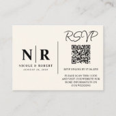 Bruiloft Monogram RSVP QR Code Foto Elegant Informatiekaartje (Voorkant)