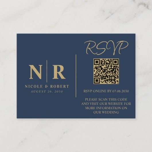 Bruiloft Monogram RSVP QR Code Foto Elegant Informatiekaartje (Voorkant)