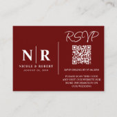 Bruiloft Monogram RSVP QR Code Foto Elegant Informatiekaartje (Voorkant)