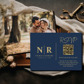Bruiloft Monogram RSVP QR Code Foto Elegant Informatiekaartje
