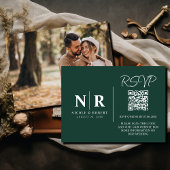 Bruiloft Monogram RSVP QR Code Foto Elegant Informatiekaartje