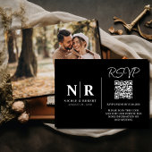 Bruiloft Monogram RSVP QR Code Foto Elegant Informatiekaartje