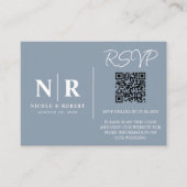 Bruiloft Monogram RSVP QR Code Foto Elegant Informatiekaartje (Voorkant)