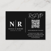 Bruiloft Monogram RSVP QR Code Foto Elegant Informatiekaartje (Voorkant)