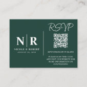 Bruiloft Monogram RSVP QR Code Foto Elegant Informatiekaartje (Voorkant)