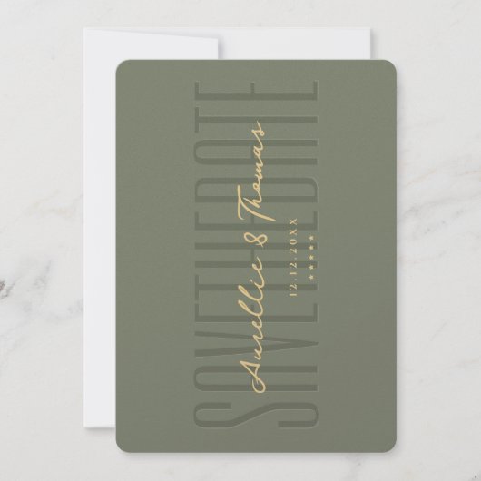 Bruiloft Monogram Sage Groen Modern Alles in een Save The Date (Voorkant)