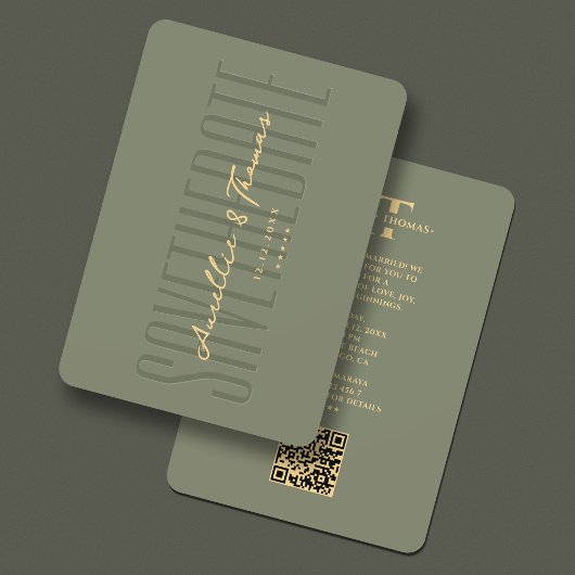 Bruiloft Monogram Sage Groen Modern Alles in een Save The Date
