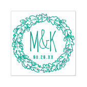 Bruiloft Monogram Save the Date | Eiken eikenkrans Zelfinktende Stempel (Design)