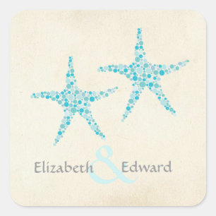 Bruiloft Monogram Turquoise Aqua Starfish Sticker