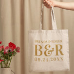 Bruiloft Monogram Typografie Ontwerp Tote Bag<br><div class="desc">Personaliseer uw snijplank met uw initialen en uw trouwdatum. Eenvoudig,  minimalistisch en elegant ontwerp. Het is het perfecte huwelijkscadeau.</div>