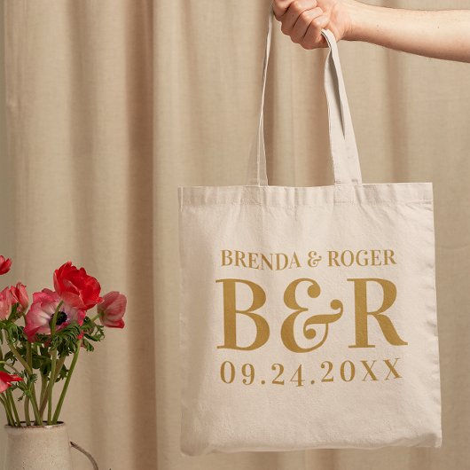 Bruiloft Monogram Typografie Ontwerp Tote Bag