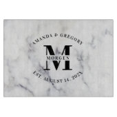 Bruiloft Monogram Typografie Wit Marmer Snijplank (Voorkant)