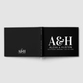 Bruiloft monogram verfijnd zwart-wit gastenboek (Volledig)