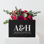 Bruiloft monogram verfijnd zwart-wit gastenboek