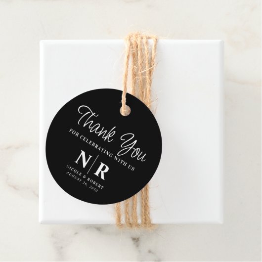 Bruiloft Monogram Welkom Gift Bag of Mand Bedankjes Labels (In situ)