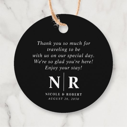 Bruiloft Monogram Welkom Gift Bag of Mand Bedankjes Labels (Achterkant)